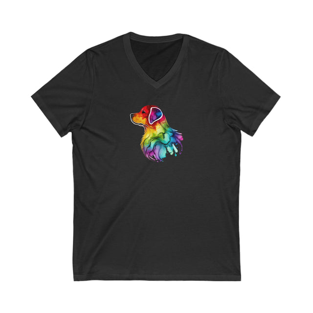 Rainbow Labrador Retriever Head T-shirt,Pride Shirt,Dog Lover Top,Rainbow Animals,LGBTQ+ Tee, Lab Owner,V-Neck Tee