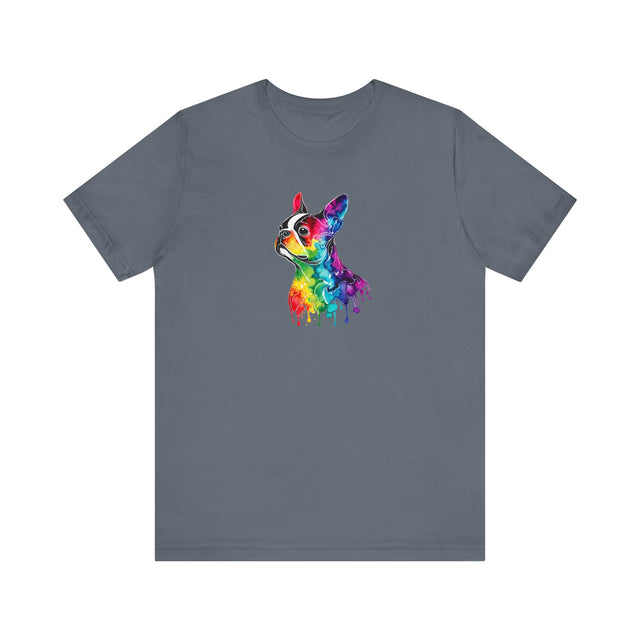 Rainbow Boston Terrier Head T-shirt,Pride Shirt,Dog Lover Top,Rainbow Animals,LGBTQ+ Tee, Boston Terrier Owner