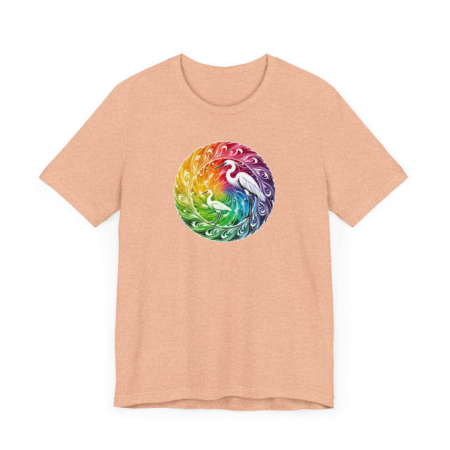 Rainbow Egret Spiral Mandala T-shirt, Bird Lover T shirt, LGBTQ+, BGLT,Pride Shirt
