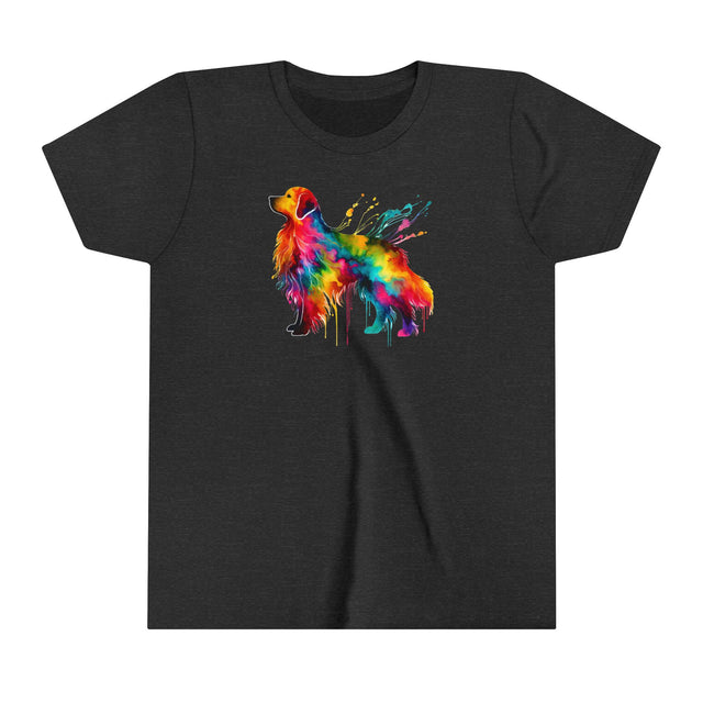 Rainbow Golden Retriever T-shirt,Pride Shirt,Dog Lover Top,Rainbow Animals,LGBTQ+ Tee,Golden Owner,Youth Size
