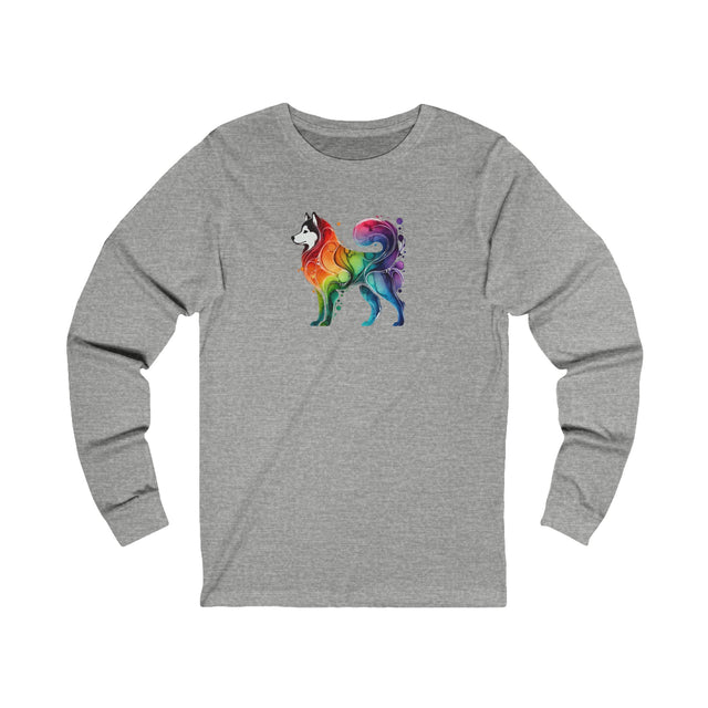 Rainbow Siberian Husky Long Sleeve T-shirt,Pride Shirt,Dog Lover Top,Rainbow Animals,LGBTQ+ Tee,Husky Owner
