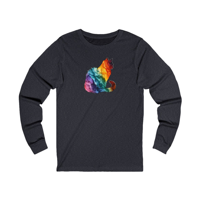 Rainbow Cat Long Sleeve T-shirt,Pride Shirt,Queer Top,Rainbow Animals,LGBTQ+ Tee,Cat Lover Gift,Gay,Lesbian,Bisexual,Trans,Feline,Kitten,Kitty
