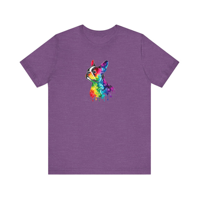 Rainbow Boston Terrier Head T-shirt,Pride Shirt,Dog Lover Top,Rainbow Animals,LGBTQ+ Tee, Boston Terrier Owner