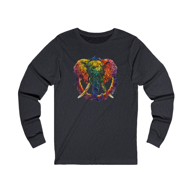Rainbow Elephant Peace Mandala Long Sleeve T-shirt,Pride Shirt,Queer Top,Rainbow Animals,LGBTQ+ Tee,Elephant Lover Gift,Gay,Lesbian,Bisexual,Trans
