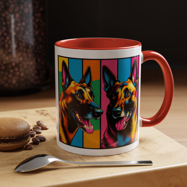 Belgian Malinois Coffee Cup,4-Panel Pop Art Mug,Belgian Malinois Lover,Mal Mom,Mali Dad,Dog Lover Gift,Belgian Malinois Gift