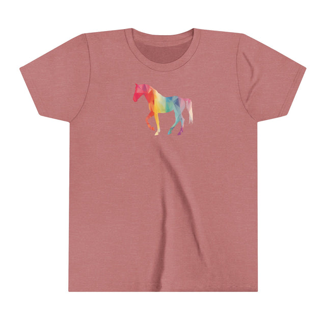 Geometric Rainbow Horse T-shirt,Pride Shirt,Equine Lover Top,Rainbow Animals,LGBTQ+ Tee,Queer,Gay,Lesbian,Bisexual,Trans,Youth Size