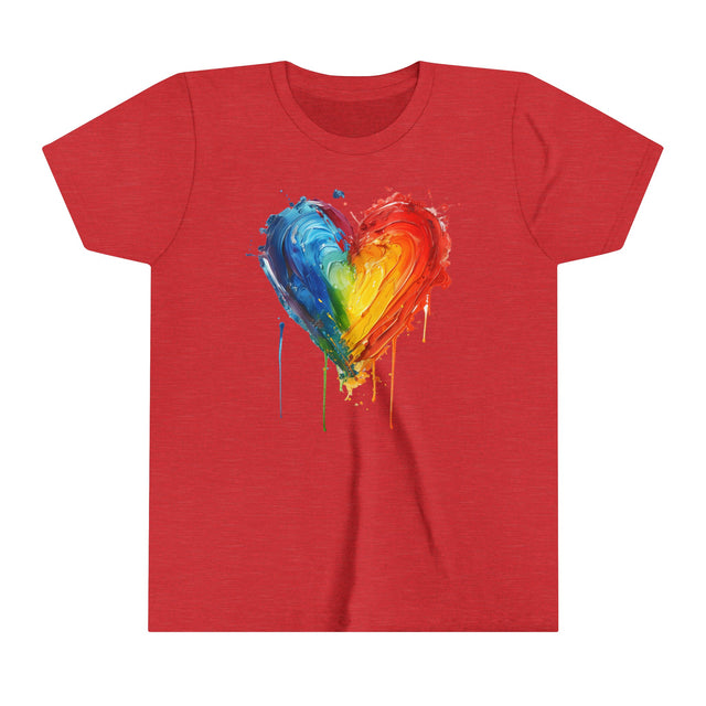 Painted Rainbow Heart T-shirt, Pride Shirt, Youth Size