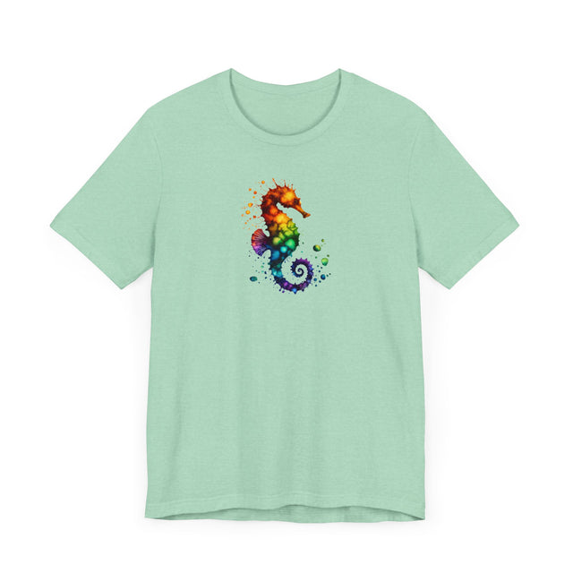 Rainbow Seahorse Alcohol Ink,Sea life lover,Ocean Life,Nautical,Pride Shirt,LGBTQ+ Tee