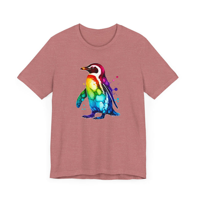 Rainbow Penguin Alcohol Ink T-shirt, Pride Shirt,Bird Lover T shirt, LGBTQ+, BGLT, Avian,Gray Heron