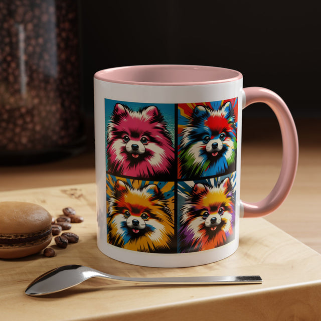 Pomeranians Coffee Cup,4-Panel Pop Art Mug,Pomeranian Lover,Pom Mom,Pom Pom Dad,Dog Lover Gift,Pomeranian Gift