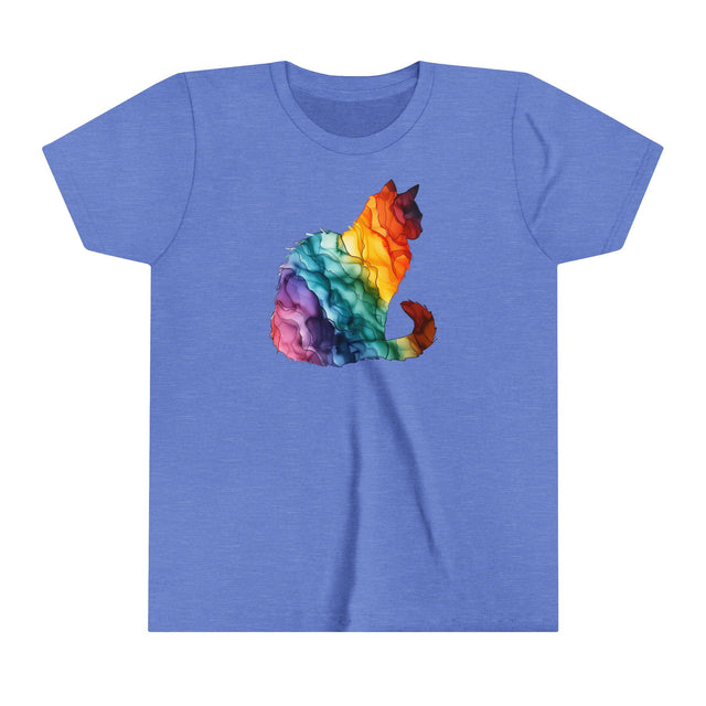 Rainbow Cat T-shirt,Pride Shirt,Cat Lover Top,Rainbow Animals,LGBTQ+ Tee,Queer,Gay,Lesbian,Bisexual,Trans,Feline,Kitten,Kitty,Youth Size