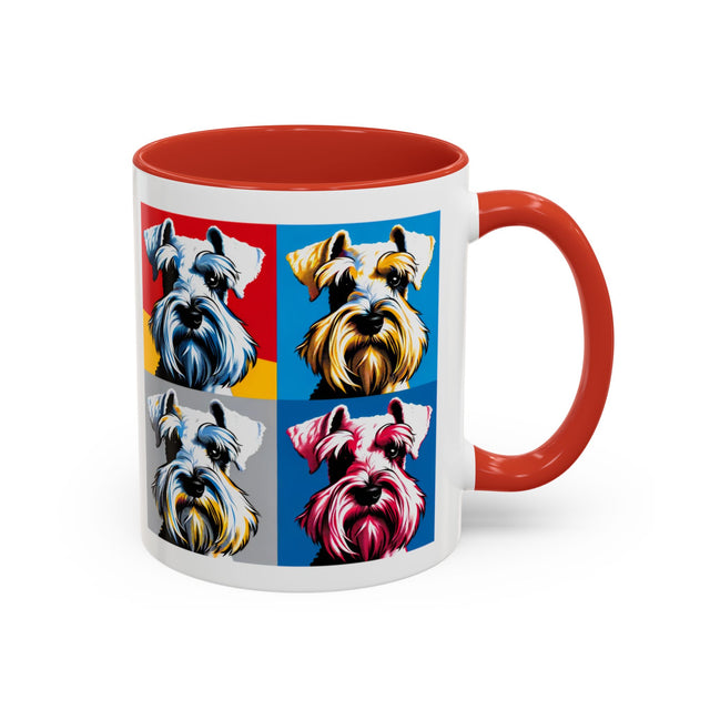 White Miniature Schnauzer Coffee Cup,4-Panel Pop Art Mug,Miniature Schnauzer Lover,Mini Schnauzer Mom,Mini Schnauzer Dad,Dog Lover Gift