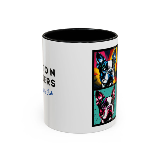 Boston Terrier Coffee Cup,4-Panel Pop Art Mug,Boston Terrier Lover,Boston Terrier Mom,Roundhead Dad,Dog Lover Gift,Boston Terrier Gift