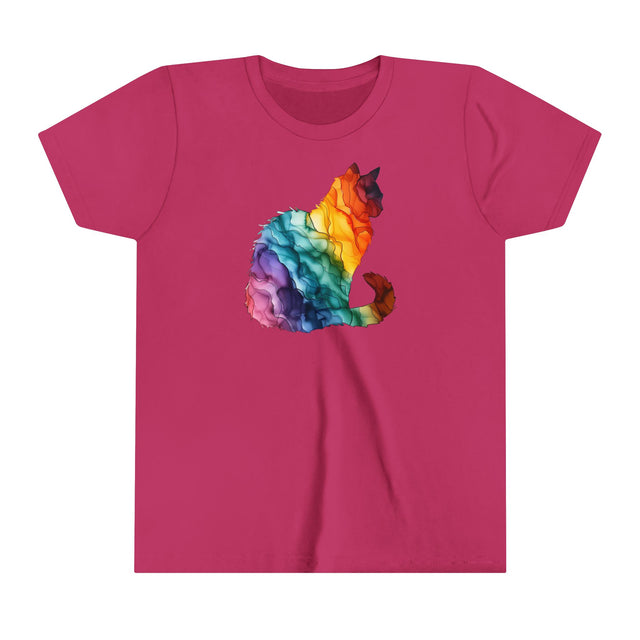 Rainbow Cat T-shirt,Pride Shirt,Cat Lover Top,Rainbow Animals,LGBTQ+ Tee,Queer,Gay,Lesbian,Bisexual,Trans,Feline,Kitten,Kitty,Youth Size