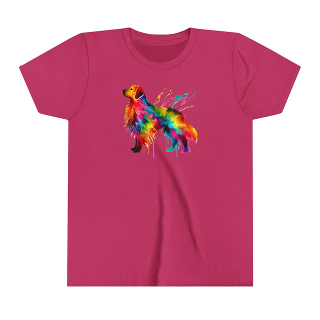 Rainbow Golden Retriever T-shirt,Pride Shirt,Dog Lover Top,Rainbow Animals,LGBTQ+ Tee,Golden Owner,Youth Size