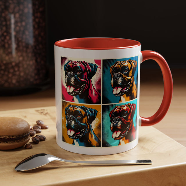 Boxers Coffee Cup,4-Panel Pop Art Mug,Boxer Lover,Boxer Mom,Boxer Dad,Dog Lover Gift,Boxer Gift