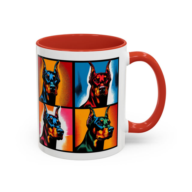 Doberman Pinschers Coffee Cup,4-Panel Pop Art Mug,Doberman Lover,Dobie Mom,Dobe Dad,Dog Lover Gift,Doberman Pinscher Gift