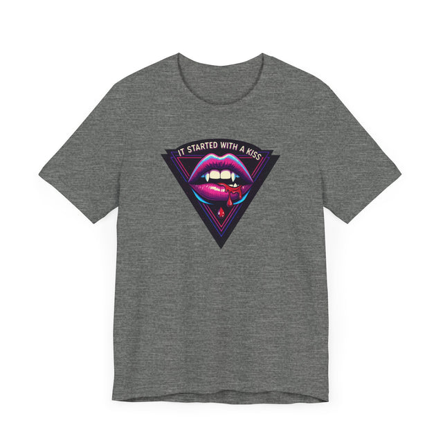 It Started With A Kiss Vampire T-shirt, Halloween Tee, Neon Goth