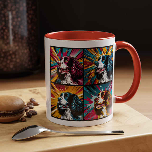 English Springer Spaniels Coffee Cup,4-Panel Pop Art Mug,Springer Lover,Springer Mom,Springer Dad,Dog Lover Gift,English Springer Spaniel Gift