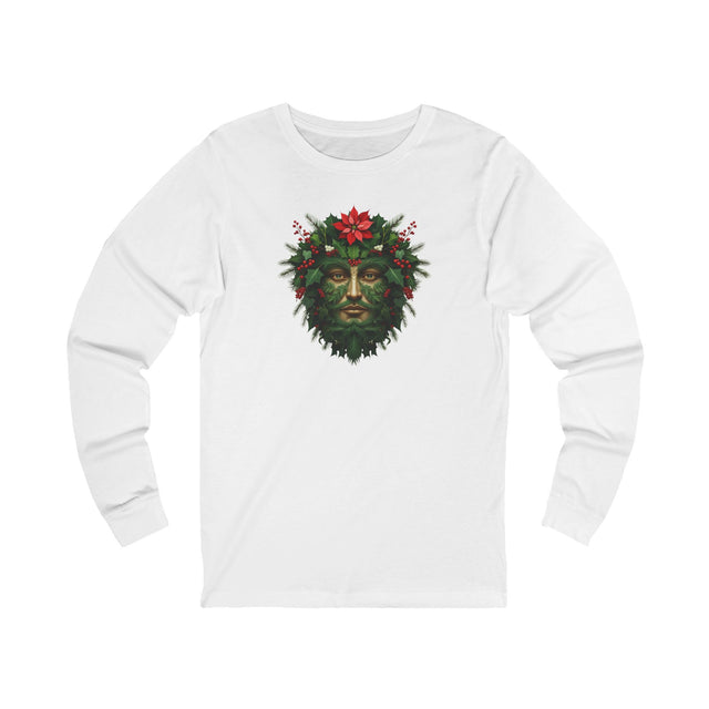 Green Man Christmas Tee, Winter T-shirt, Long sleeve
