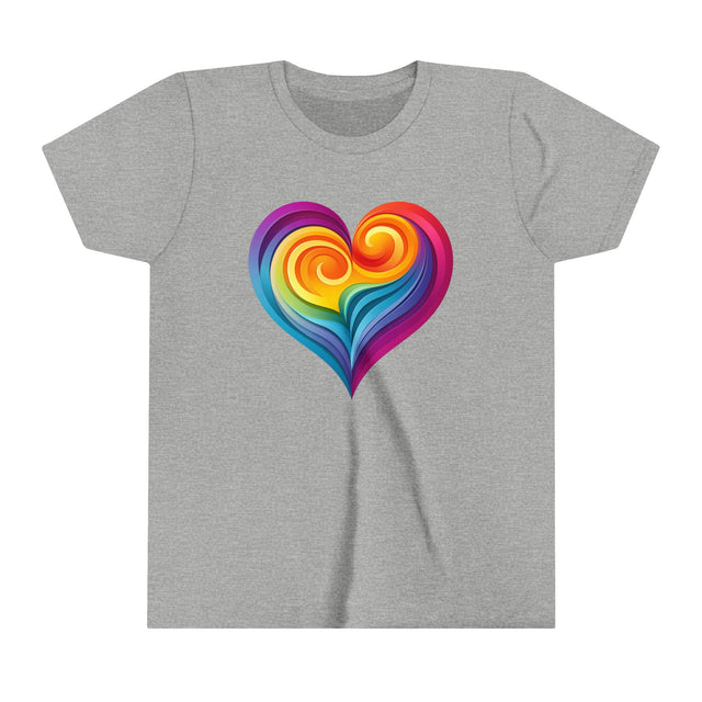 Rainbow Heart Swirl T-shirt,LBGT Heart,Gay Pride T shirt,LGBTQ+ Ally Tee,Nonbinary,Kids,Child,Youth Size