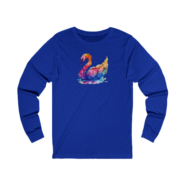 Rainbow Swan Long Sleeve T-shirt,Pride Shirt,Queer Top,Rainbow Animals,LGBTQ+ Tee,Bird Lover Gift