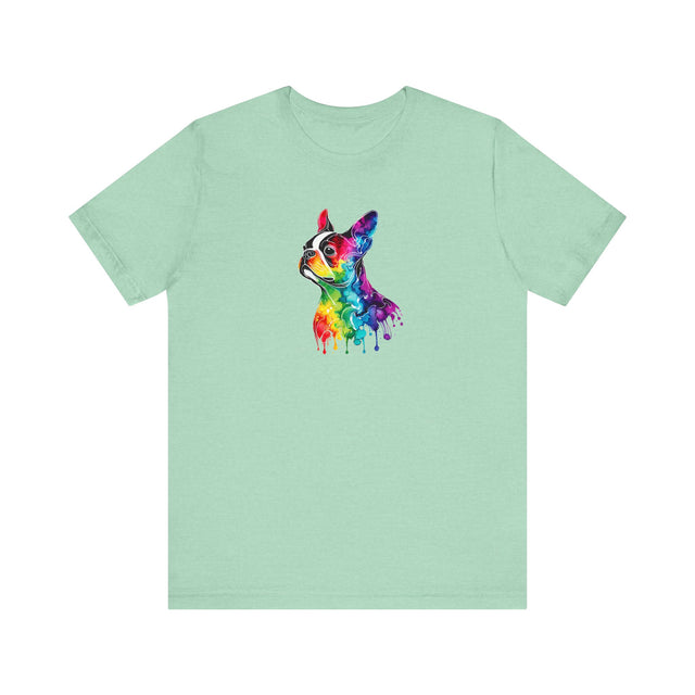 Rainbow Boston Terrier Head T-shirt,Pride Shirt,Dog Lover Top,Rainbow Animals,LGBTQ+ Tee, Boston Terrier Owner