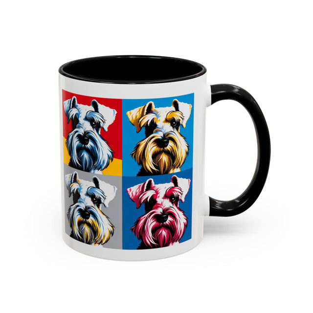 White Miniature Schnauzer Coffee Cup,4-Panel Pop Art Mug,Miniature Schnauzer Lover,Mini Schnauzer Mom,Mini Schnauzer Dad,Dog Lover Gift