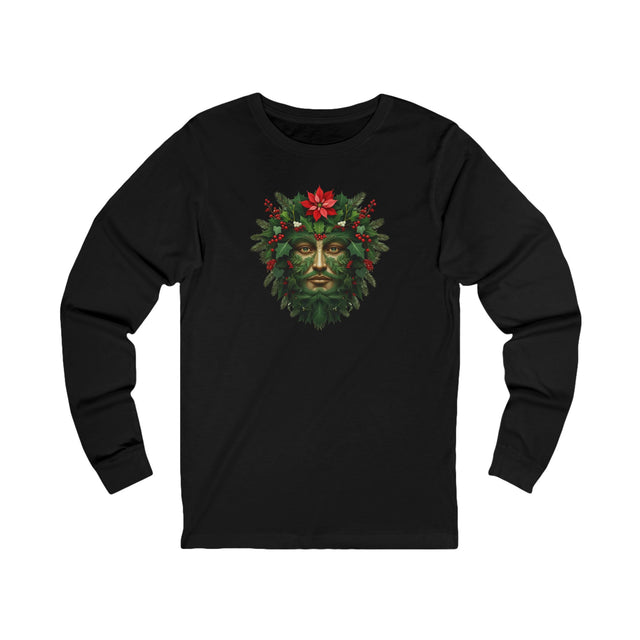 Green Man Christmas Tee, Winter T-shirt, Long sleeve