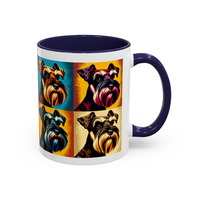 Black Miniature Schnauzer Coffee Cup, 4-Panel Pop Art Mug