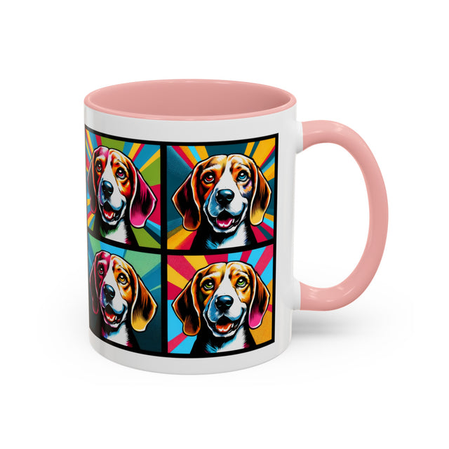 Beagle Coffee Cup,4-Panel Pop Art Mug,Beagle Lover,Beagle Mom,Beagle Dad,Dog Lover Gift,Beagle Gift