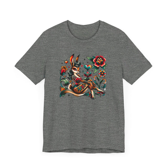 Rockabilly Rabbit Pinup T-shirt, Flash Tattoo Style Shirt