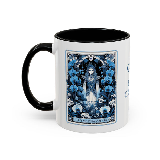 Queen of Blue Orchids,Tarot card Mug,Mothers Day Gift,Tarot Reader Gift,Asian Queen Mug,Orchid Lover Gift,Asian Mom Gift,Gift for her