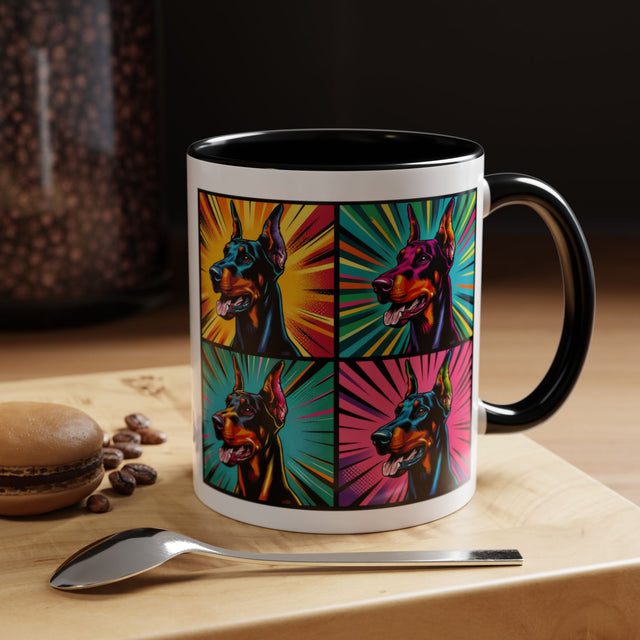 Doberman Pinschers Coffee Cup,4-Panel Pop Art Mug