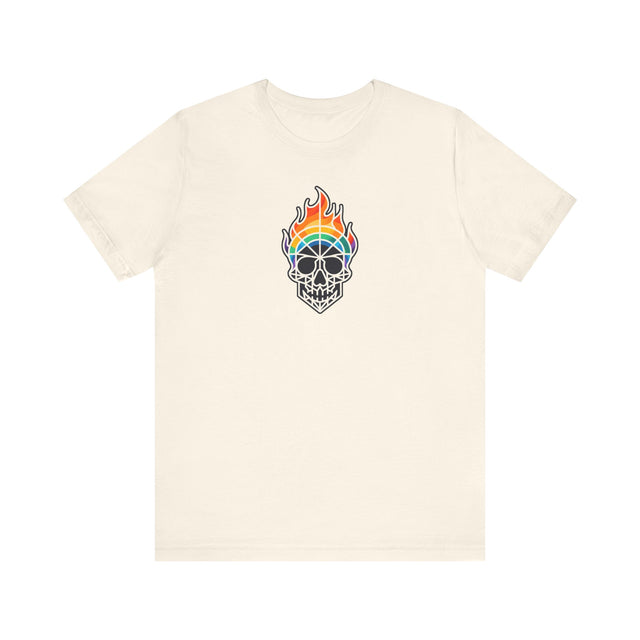Flaming Rainbow Skull Shirt,Pride T-Shirt,Pride Parade T shirt, LGBTQ+ Tee,Nonbinary,Gay,Lesbian,Bisexual,Trans,BGLT,LBGT,Radical Fairies,Queer Goth