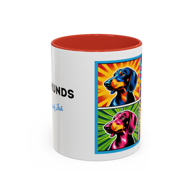 Dachshund Coffee Cup,4-Panel Pop Art Mug,Dachshund Lover,Doxie Mom or Dad,Dog Lover Gift,Wiener Dog,Sausage Dog,Low Rider dog