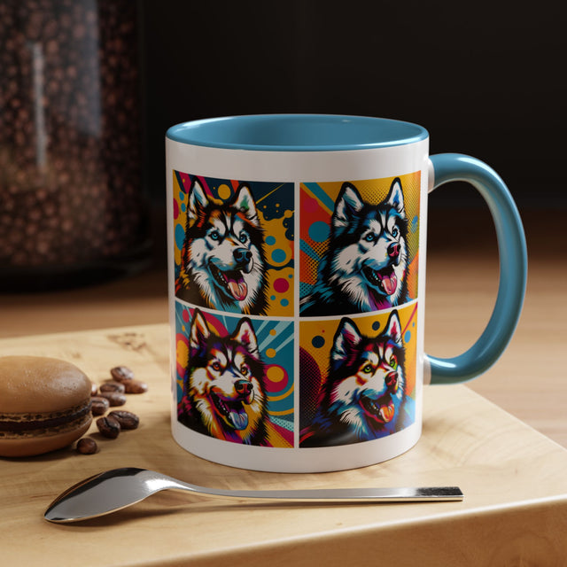 Siberian Huskies Coffee Cup,4-Panel Pop Art Mug,Husky Lover,Husky Mom,Sibe Dad,Dog Lover Gift,Siberian Husky Gift