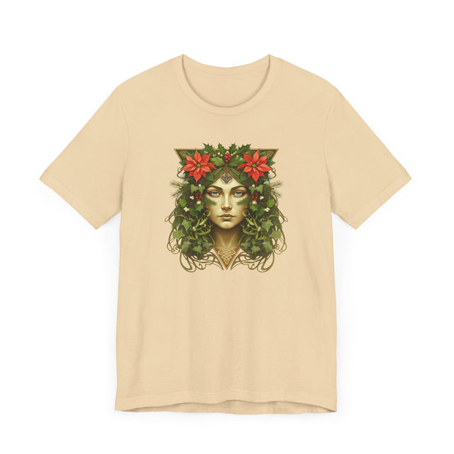 Celtic Christmas Green Woman T-shirt, Winter Nature Shirt