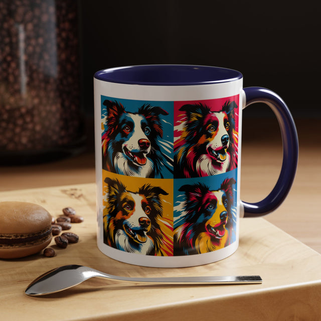 Border Collies Coffee Cup,4-Panel Pop Art Mug,Border Collie Lover,Border Collie Mom,Border Collie Dad,Dog Lover Gift,Border Collie Gift