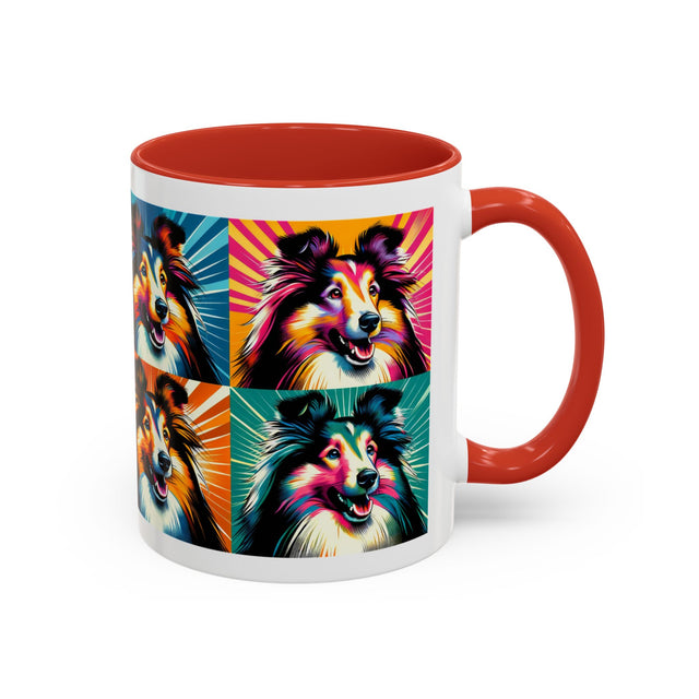 Shetland Sheepdogs Coffee Cup,4-Panel Pop Art Mug,Toy Collie Lover,Sheltie Mom,Sheltie Dad,Dog Lover Gift,Shetland Sheepdog Gift