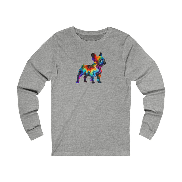 Rainbow French Bulldog Long Sleeve T-shirt,Pride Shirt,Dog Lover Top,Rainbow Animals,LGBTQ+ Tee,Frenchie Owner
