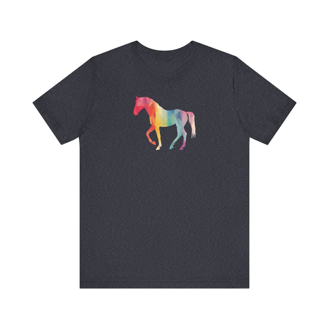 Geometric Rainbow Horse T-shirt,Pride Shirt,Equine Lover Top,Rainbow Animals,LGBTQ+ Tee,Queer,Gay,Lesbian,Bisexual,Trans,Pony,Colt