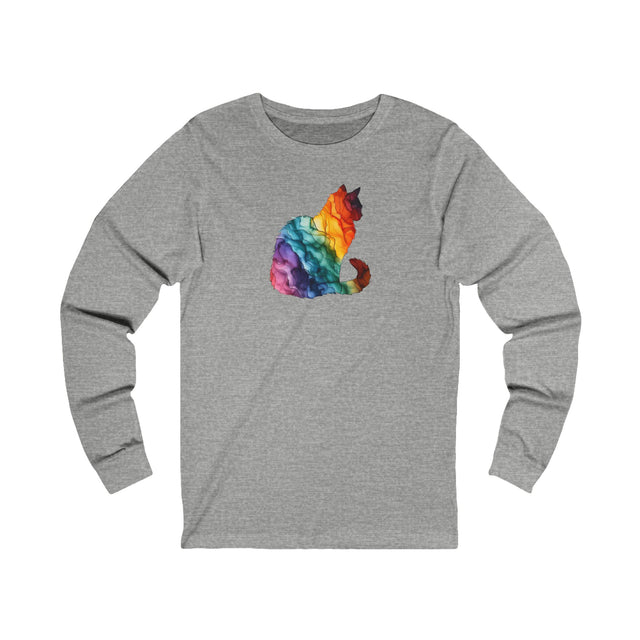 Rainbow Cat Long Sleeve T-shirt,Pride Shirt,Queer Top,Rainbow Animals,LGBTQ+ Tee,Cat Lover Gift,Gay,Lesbian,Bisexual,Trans,Feline,Kitten,Kitty