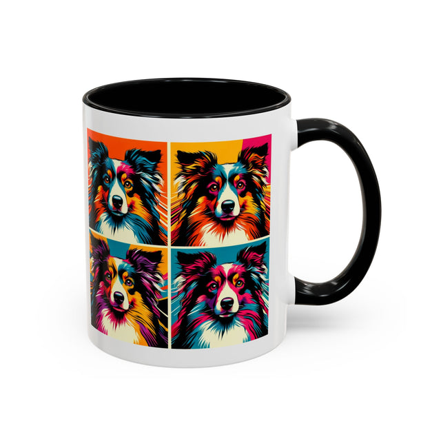 Miniature American Shepherds Coffee Cup,4-Panel Pop Art Mug,MAS Lover,Mini Aussie Mom,Mini Aussie Dad,Dog Lover Gift,Miniature American Shepherd Gift
