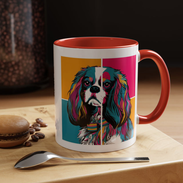 Cavalier King Charles Spaniel Coffee Cup,4-Panel Pop Art Mug,Cav Lover,Cav Spaniel Mom,Cav Dad,Dog Lover Gift,Cavalier King Charles Spaniel Gift