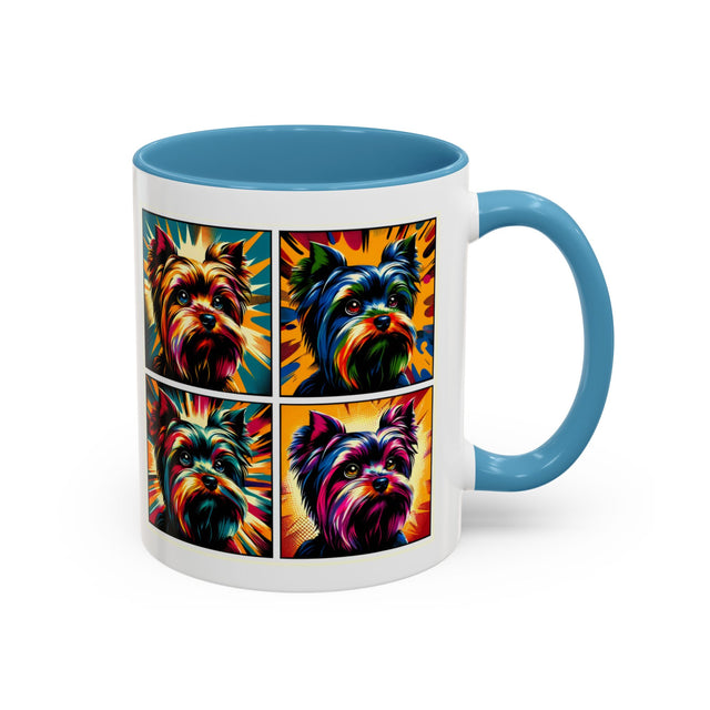 Yorkshire Terriers Coffee Cup,4-Panel Pop Art Mug,Yorkie Lover,Yorkie Mom,Yorkie Dad,Dog Lover Gift,Yorkshire Terrier Gift