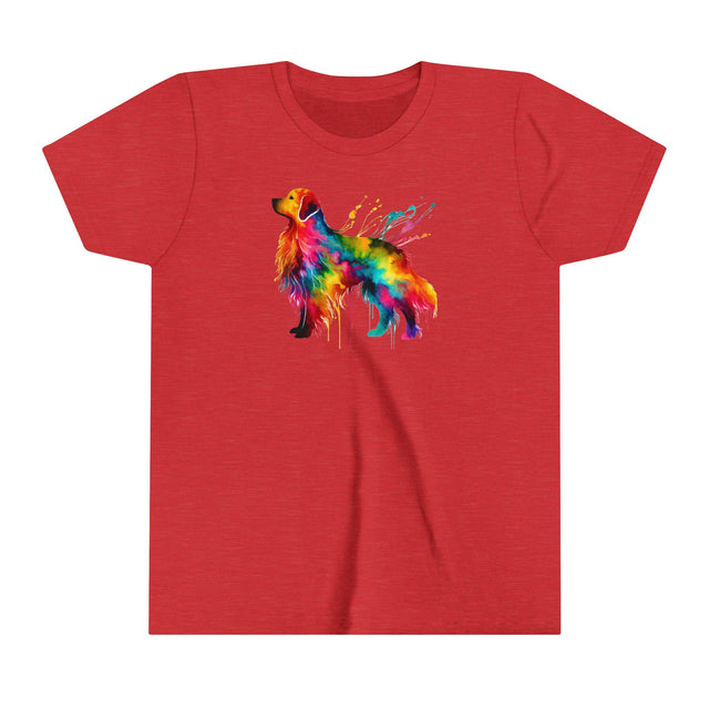 Rainbow Golden Retriever T-shirt,Pride Shirt,Dog Lover Top,Rainbow Animals,LGBTQ+ Tee,Golden Owner,Youth Size