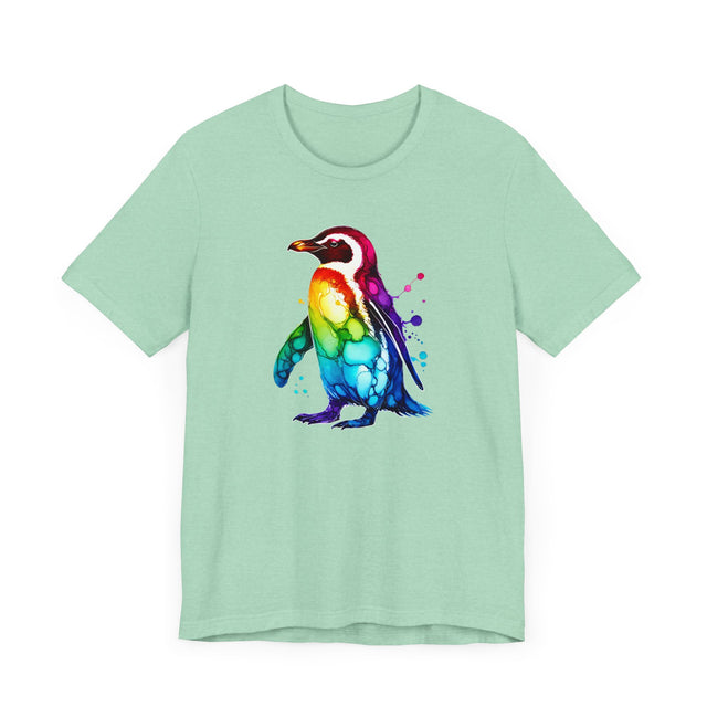 Rainbow Penguin Alcohol Ink T-shirt, Pride Shirt,Bird Lover T shirt, LGBTQ+, BGLT, Avian,Gray Heron