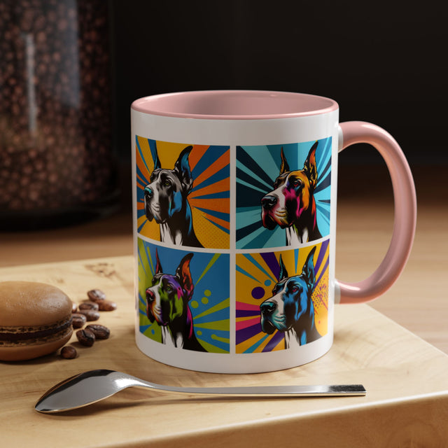 Great Danes Coffee Cup,4-Panel Pop Art Mug,Great Dane Lover,Great Dane Mom,Great Dane Dad,Dog Lover Gift,Great Dane Gift