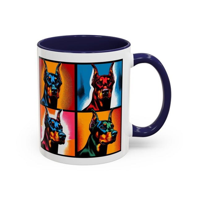 Doberman Pinschers Coffee Cup,4-Panel Pop Art Mug,Doberman Lover,Dobie Mom,Dobe Dad,Dog Lover Gift,Doberman Pinscher Gift